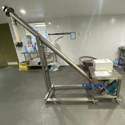 Stainless Steel Inclined Trough Auger Screw Conveyor With Hopper For Animal Feed
