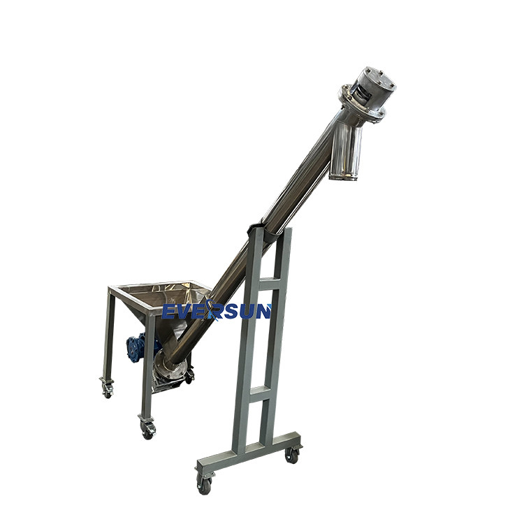 Stainless Steel Inclined Trough Auger Screw Conveyor With Hopper For Animal Feed