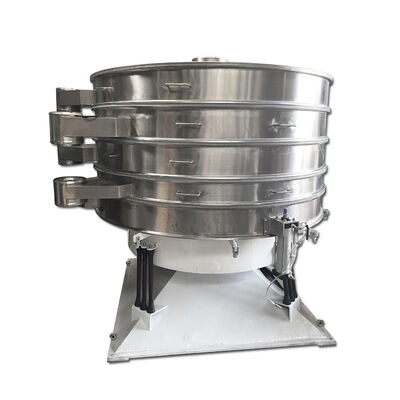 Máy sàng rung Tumbler bằng thép không gỉ với cơ chế trải vật liệu xoắn ốc và chuyển động lắc nhẹ nhàng để phân loại hạt.